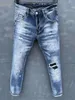 Fashionable European and American men's casual jeans in high-grade washed hand-worn tight ripped motorcycle jean DS9605180u