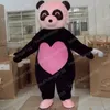 Disfraz de mascota de oso panda de amor rosa de Halloween Dibujos animados de alta calidad Animal de peluche Personaje de tema de anime Tamaño adulto Festival de carnaval de Navidad Disfraces