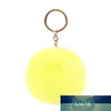 8cm Simple Pompom Fur Ball Keychain Artificial Animal Nyckel Kedja för Kvinna Bil Bag Tillbehör Nyckelring 15 färger