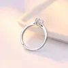 Volldiamant-Solitärring, offen, verstellbar, Verlobung, Hochzeit, Zirkonringe für Damen, Modeschmuck