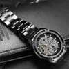Forsining Automático Mechanical Men Wristwatch Sport Military Relógio masculino Top Brand Luxo Esqueleto de Aço Negro Novo Homem Relógio 8130 Y4399064
