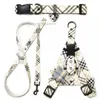 Luxury Dog Collars Leashes Set Designer Dog Harnesses Plaid Pattern Pet Collar and Pets Chain for Small Large Dogs Chihuahua Poodle Corgi Pug French Bulldog Cream B47
