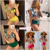 Sexy Bikinis 2020 New Double Shoulder Ruffle Bikini Set High Waist Swimwear Women Swimsuit V-Neck Bathing Suit Beach Wear Swim LJ200825