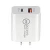 20W PD QC 3.0 Dual USB Charger Quick Charge Adapter EU US Plug Type C Fast Chargers Power Delivery Mobile Phone