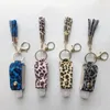 Leopard Sanitizer Keychain PU Leather Sanitizer Uchwyt Butelka Tassels Brelok Plastikowy Podróży Butelki Carrier Container Girl Gift 4 Style6206