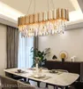Moderne Kristalllampe Kronleuchter für Wohnzimmer Oval Luxus Gold Runde Lampe Edelstahl Linie Pendelleuchten