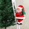 Funny Santa Claus Décoration Échelle de montée électrique avec musique Arbre de Noël Arbre de Noël Ornement de Noël suspendu pour le nouvel an Cadeaux pour enfants