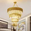 Luxuriöse moderne Kristall-Kronleuchterlampe für Treppenhaus, große Goldkettenleuchte, Lobby-Villa, LED-Kristall-Wohnkulturbeleuchtung