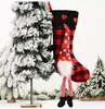 Bas de noël à carreaux de buffle, chaussettes de noël suédoises, Gnome, décorations suspendues pour cheminée, sac cadeau pour enfants, w-00461