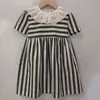 Children Boutique Clothing Set Custom Black White Striped Cotton and Linen For Boys Girls Spanish Sister Brother Fashion Clothes Y220310