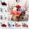 Künstliche Blumen Seide Rose Blume 1 Kopf 2 Knospe Rosen Bouquet DIY Geschenke Gefälschte Pflanzen Hochzeit Home Decor 7 Farben YG892