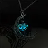 Glow in the Dark Moon Necklace Fluorescence Love Locket Halsband Kvinnor Halsband Fashion Jewelry Will och Sandy New