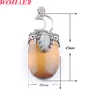 Wojiaer Natural Stone Pendant Antique Silver-Color Crown Moon Labradorite Geometric Women Men Trendy Necklace Jewelry Bo910