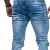 Herren-Loch-Jeans im Used-Look, lange, gerade geschnittene Herren-Jeans, lässige, gewaschene Denim-Jeanshose, Größe S-3XL331q