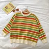 New Women Stripe Sweater Autumn Winter Loose Long Sleeve Pullover Tops Korean Ladies Knitted Patchwork Korean Sweaters 201030