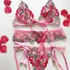 20254SS Sexy Lingerie Women Rose Embroidery Hot Erotic Sexy Lingerie Pink Porno Transparent Lace Transparent Sexy Underwear Baby Doll Y1230