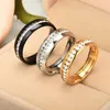 Simple Row Stainless Steel diamond ring crystal engagement Wedding Rings for women men fashion jewelry gift