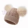 2020 Hot Sälj Ny dubbelkula Stickad Barnhatt Amazon Stock Color Ball Varm Barnens stickade hatt