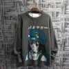 Para Cartoon Druku Sweter Japoński Knitting Pullovers Round Neck Loose Casual Lazy Jesień Zima Dzianiny Pulower 220105