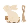 10 stks / partij Houten Pasen Hanger Eieren Konijn Konijntje Opknoping Ornament DIY Pasen Bunny Craft Home Decoration