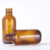 60ml 2oz ambra in vetro per olio essenziale bottiglie di profumo di olio di pipetta liquido pipetta con bottiglia di contagocce con la banda in plastica tappo matte nero in gomma nera