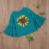 Toddler Girls Clothes Floral Girl T Shirts Flared Sleeve Children Shirt Flower Kids Tops Baby Boutique Clothing 3 Colors DW6333