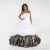 Elegant Camo White Wedding Dresses 2021 Sweetheart Appliques Beads A Line Satin Floor-Length Party Bridal Gowns