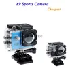 A9 1080p Full HD Action Ação Digital Sport Câmera de 2 polegadas Tela de gravação de DV à prova d'água Mini Sking Bicycle Photo Video Camera