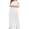 Casual Dresses Big Size Women Long Maxi Dress Plus 5xl 6xl Elegant White Kaftan Muslim Hollow Out Lace Party Vestidos