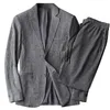 Wrinkle Minglu tyg Fashion Hight Quality Thin Business Casual Men's kostym Plus Size M L XL 2XL 3XL 4XL 201105 X 2X 3X 4X