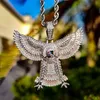 Män Coolt Halsband Guld Silver Färger Bling CZ Eagle Pendant Halsband med 3 mm 60 cm repkedja Halsband Fin present