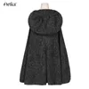 Artka Women's Winter New Vintage Warm Woolen Hoodie Cloak Coat Broderad Drop-Axel Sleeve Wool Cape Ytterkläder WA10220D 201216