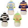 Hundebekleidung Bonbonfarbene Streifen Haustier Sweatshirt Welpe Katze T-Shirt O-Ausschnitt Kurzarm Strickpullover Hoodie für kleine Hunde Chihuahua Outfit XL