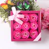 발렌타인 데이 로즈 선물 9 PC 비누 꽃 장미 상자 결혼식 어머니 날 생일 일 인공 비누 장미 꽃 gge3829