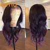 HD Transparente Farbige Menschliches Haar Perücke Highlight Lose Tiefe Welle Lila 13X6 Spitze Frontal Perücken Für Frauen Preplucked Remy volle