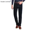 TIGER CASTLE Taille Haute 100% Coton Hommes Classique Jeans Baggy Marque Mâle Droite Denim Pantalon Printemps Hiver Épais Jeans Hommes 201116