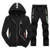 Märke Män Hoodies Tracksuit Hooded Sweatshirt Mäns uppsättning Höst Vinter Två Pieces Set Jacka + Byxor Sportkläder Rainbow Suit 201109