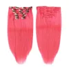 Pink Red Purple Indian Raw Virgin Hair Extensions Clips In Products 70g 100g 613# Color Straight 100% Human Hair Yirubeauty