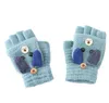 Unisex vants tecknad hund varm mjuka vinter knit handskar för barn pojkar flickor fingrar handske (2 till 9y)