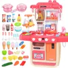 Big Size 38 Pcs Novelty toy change color Pretend Play Toy Kitchen Set Plastic With Light Smog Cooking Play Food Cart ToyD232 LJ201211