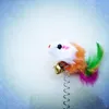 Funny swing spring Mice with Suction cup Furry cat toy colorful Feather Tails MouseToys for Cats Small Cute Pet Toys WQ31-WLL