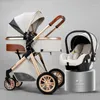 Wózki wózki # 2021 Wózek dziecięcy Wysoki krajobraz 3 w 1 Wózek Luksusowy Pushchair Cradel Infant Carrier Kinderwagen Car1