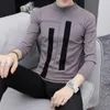 Mäns Tröjor Vinter Tjock Varm Cashmere Sweater Men Turtleneck Oregelbunden Stripe Slim Fit Pullover Classic Wool Strink Dra