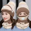 Knitted Hats Masks Scarf Set Beanies With Valve Maks Scarf Winter Wool Pompon Casual Hat Sets Party Hats Neckerchiefs Supplies