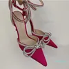 صندل نسائي جلود مصممة وحيد الكعب 10 سم بلاك أسود الوردي الماس ديكور المأدبة حذاء الحرير الوجه مثير الحذاء الرسمي 2022