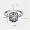 925 Sterling Silver Moissanite Certifié Diamond Bague de mariage pour femmes engagement carré pierres précieuses zircon anneaux de mode