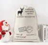 Christmas Gift Bag Cotton Canvas Santa Drawstring Bags Xmas Candy Pocket Santa Claus Deer Storage Festival Party Decoration DA912