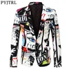 PYJTRL Brand New Tide Mens Fashion Print Blazer Design Plus Size Hip Hot Casual Maschio Slim Fit Giacca Cantante Costume 201027