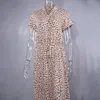 Robe imprimée léopard femmes été décontracté à manches courtes robes blanches boutons longs élégant 2020 mode vêtements pour femmes tous les jours LJ200818