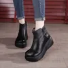 النساء الأحذية الشتاء لينة الوحيد سميكة أسفل الجوارب الأسود البني مريحة إمرأة قصيرة التمهيد جلد طبيعي الأحذية حجم 35-40